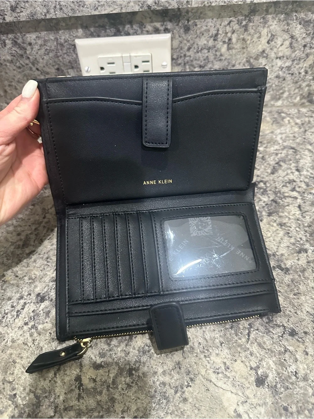 2 Anne Klein Zip Wristlet Wallet - Pink and Black